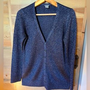 Ann Taylor shimmering navy blue cardigan